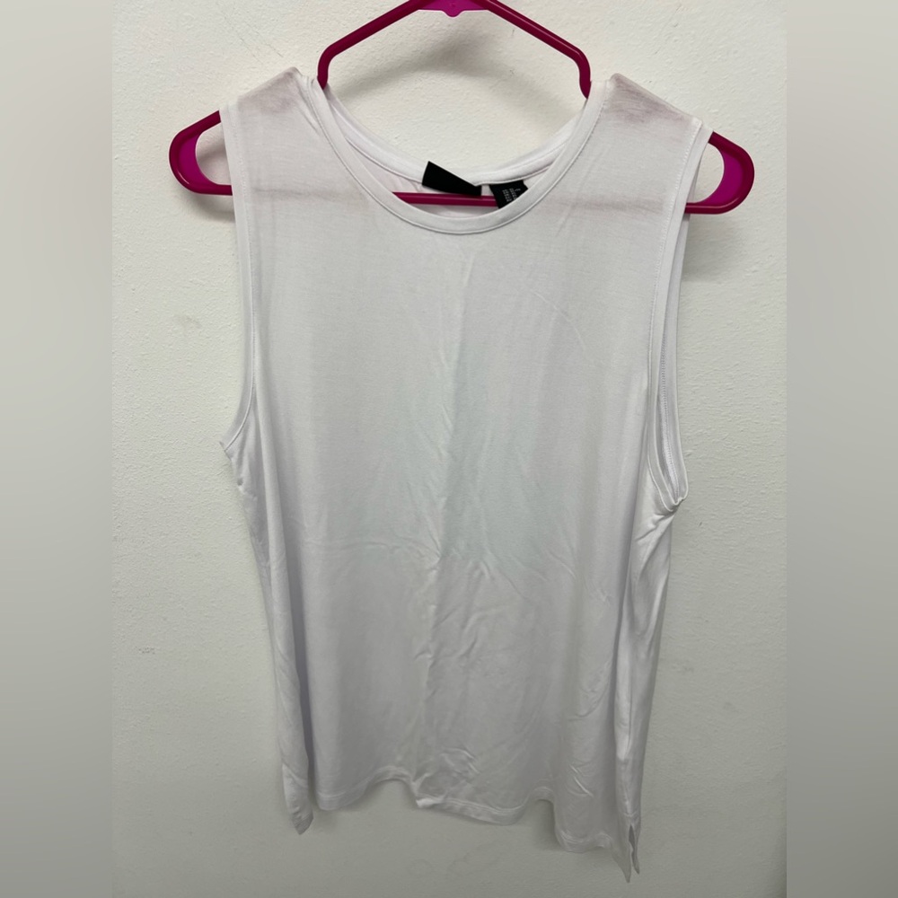 adrienne vittadini white tank top women’s xl 95% modal
